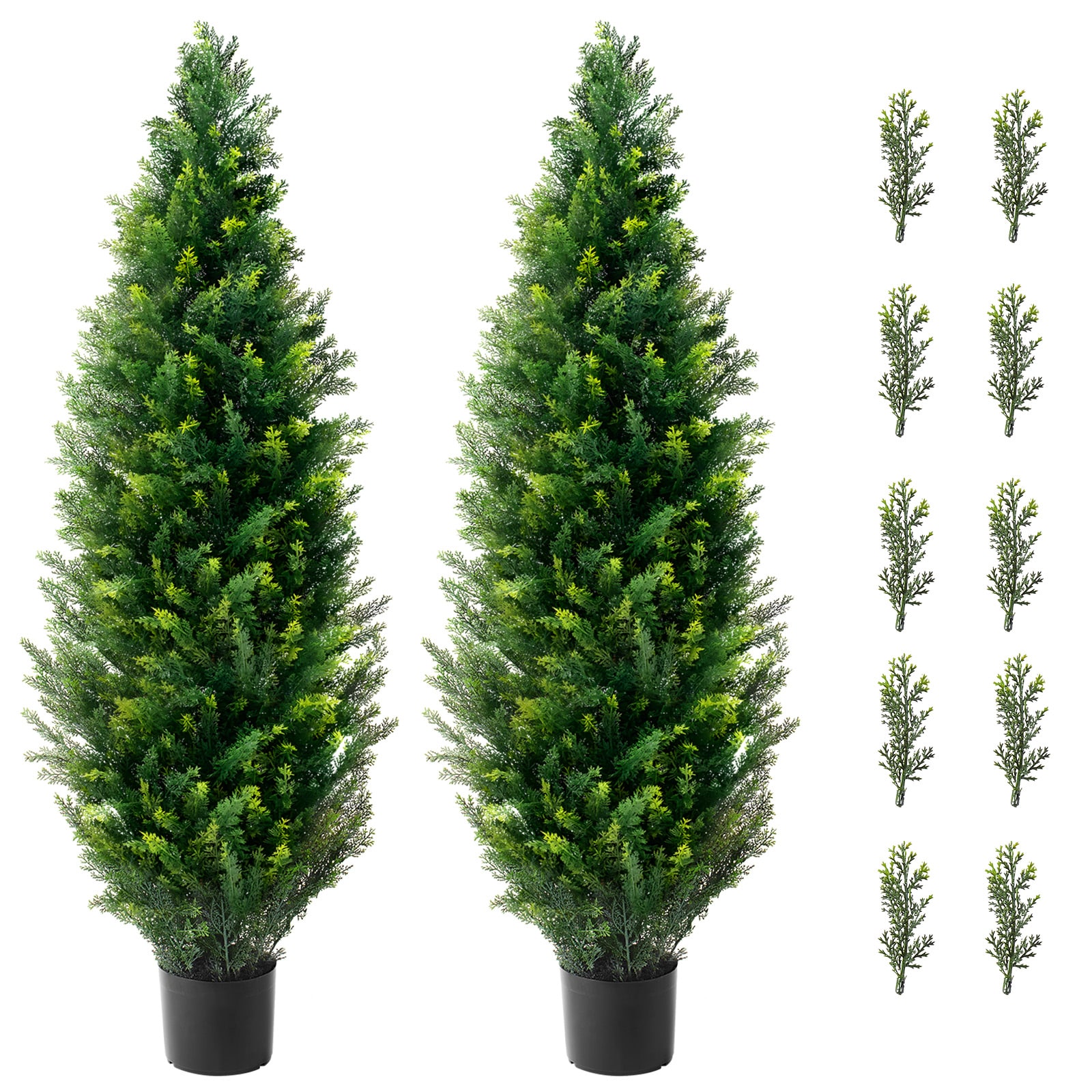 2 Pack 4' Artificial Cedar Topiary Tree Plant UV Decor In/Outdoor_voghion.com